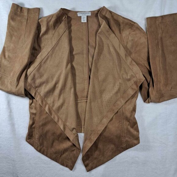 Katherine Barclay Montreal Open Cardigan Women Medium Camel‎ Microsuede - Picture 3 of 9